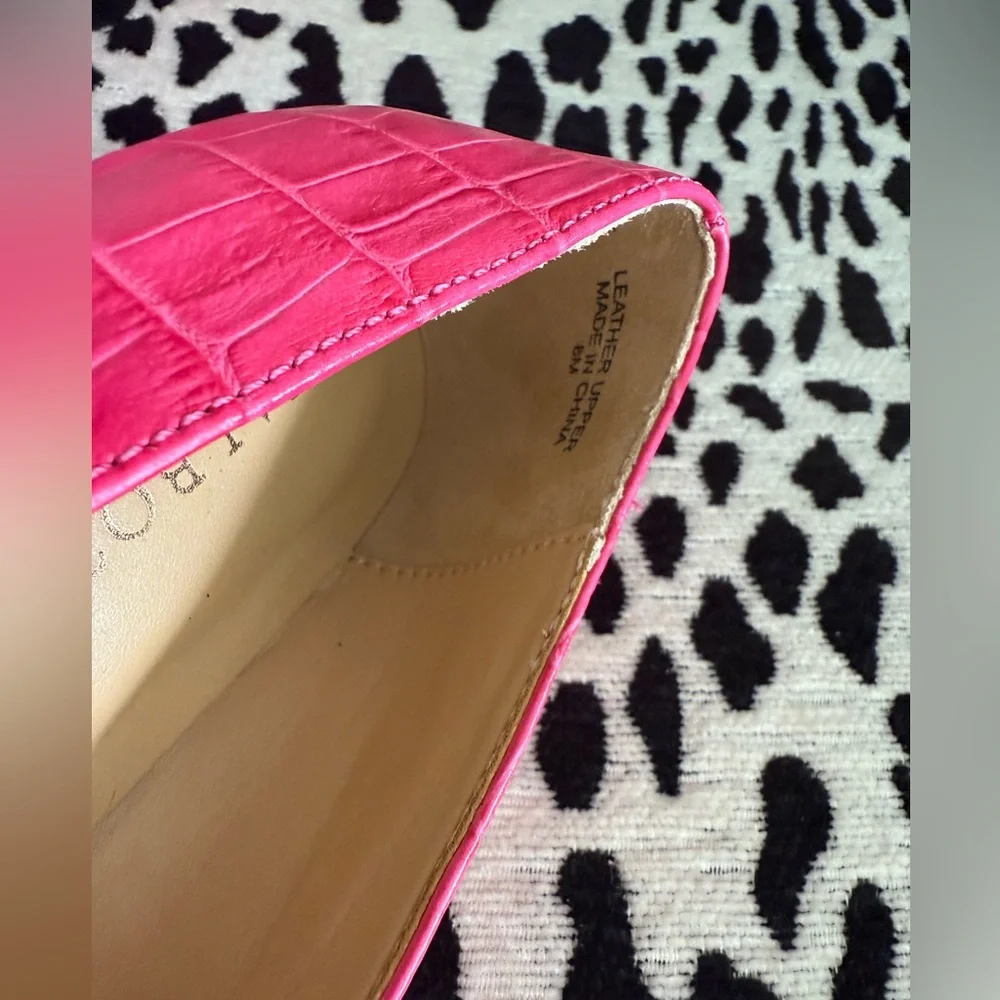 Hot Pink Croc-Embossed Talbots Women's Loafers Size 8M - Picture 8 of 14